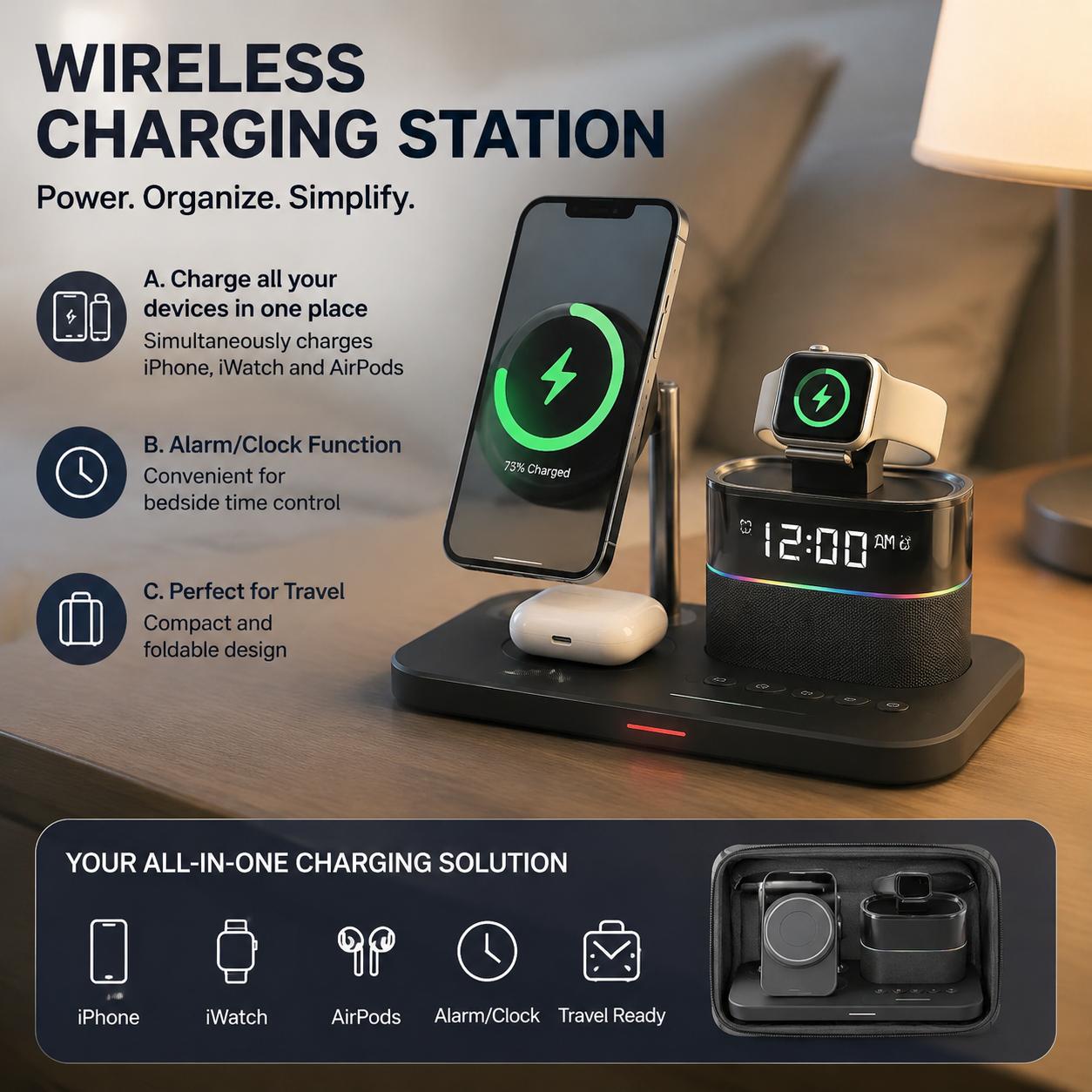 Desk Setup Home Office - Station de charge magnétique sans fil