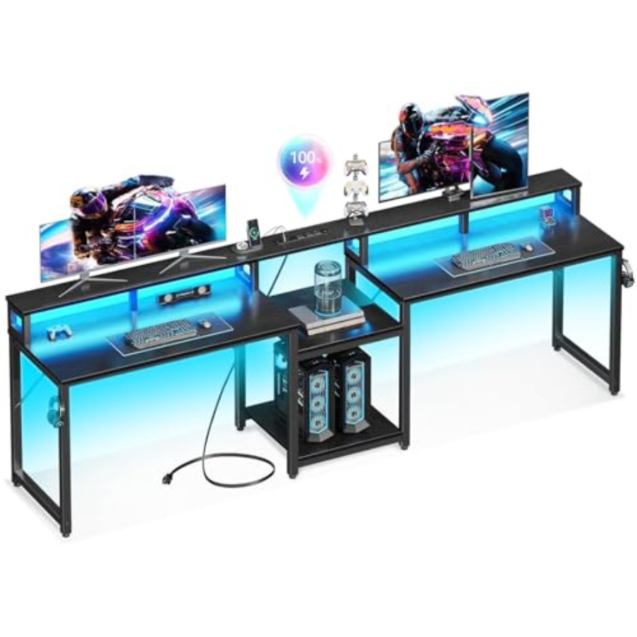 Desk Setup With 2 Monitors - Bureau de jeu pour deux personnes,