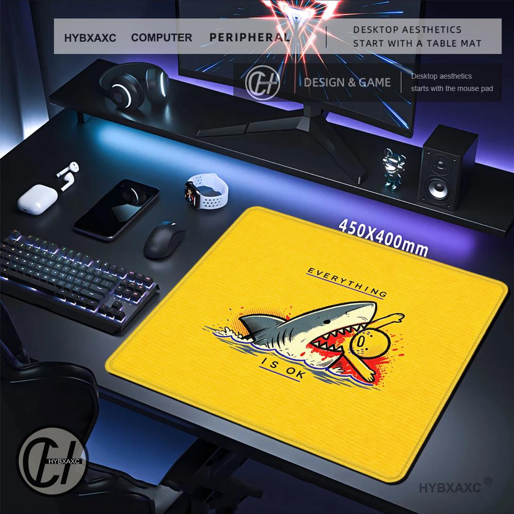 Work Desk Home Setup - Tapis de souris HYBXAXC S-Shark E-eating