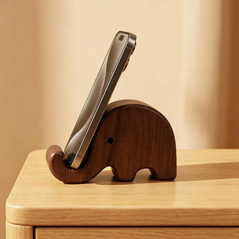 Desk Setup Decor - Support de téléphone en bois massif