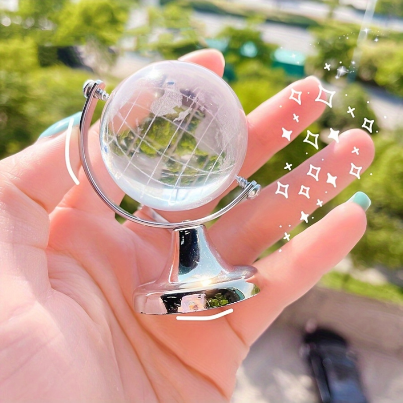 Desk Setup Home Office - Mini globe terrestre en cristal transparent