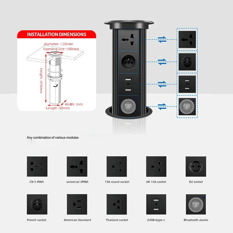 Prise tour Pop up motorisée, c - Desk Setup Speakers avis et prix