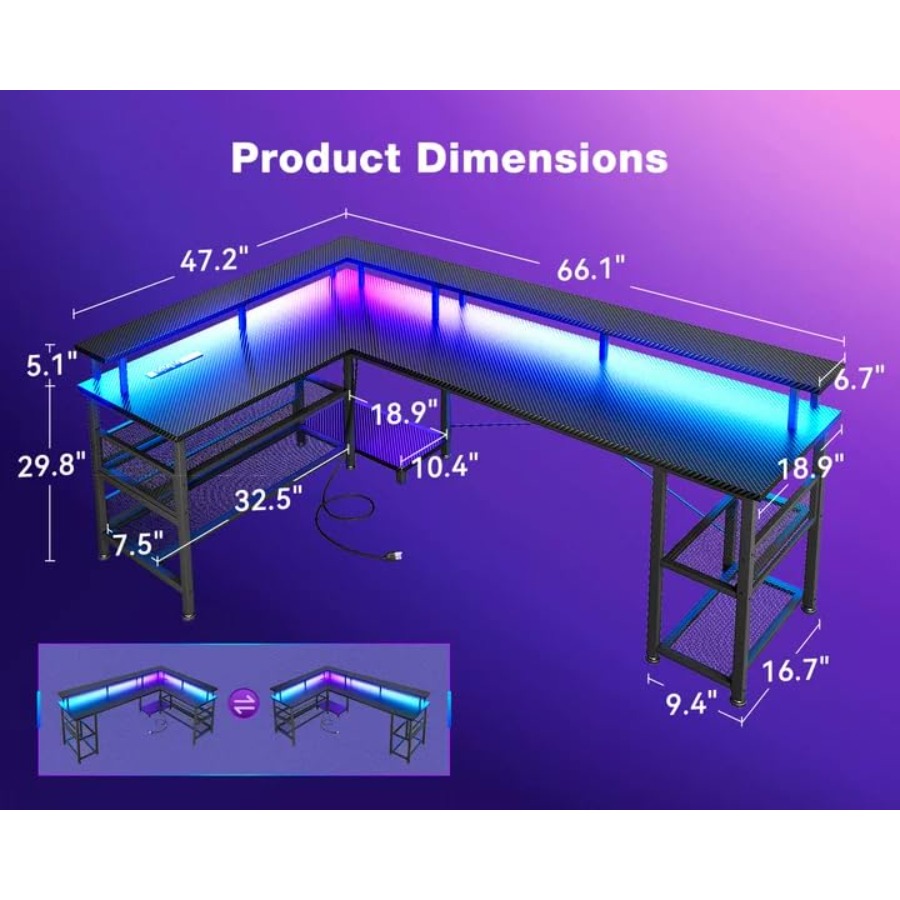 66 Grand bureau de jeu en form - L Shaped Desk Setup avis et prix