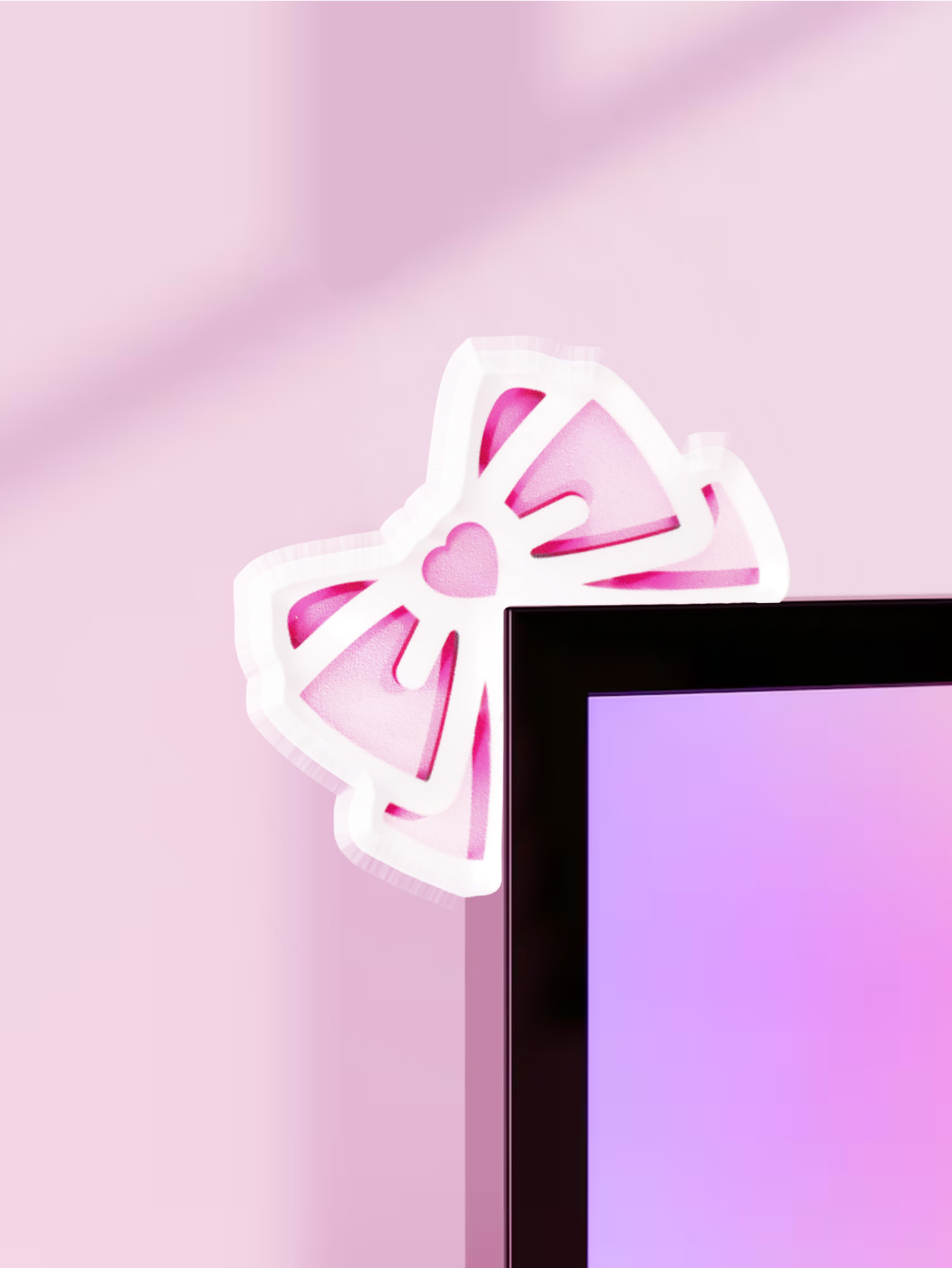 Kawaii Bow Monitor Décor Rose  - Desk Setup Pegboard avis et prix